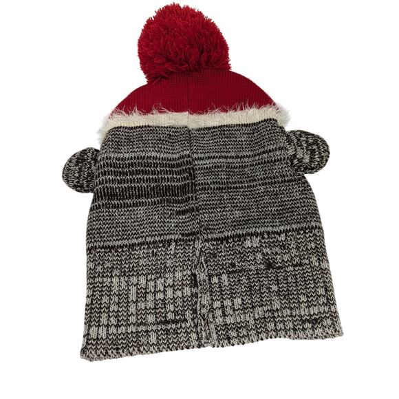 Sock Monkey Beanie Hat With Pom Pom OS - Picture 4 of 4